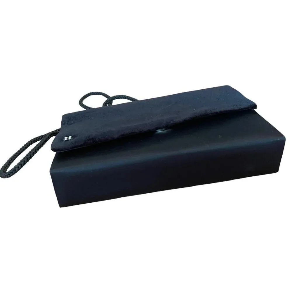 Vintage 1990s La Regale Satin and Velvet Black Evening Bag Clutch‎ Shoulder Bag